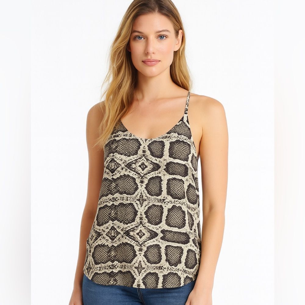 Alice + Olivia Silk Snake Print Camisole in Beige and Black NWOT